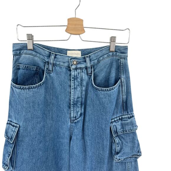 Favorite Daughter The Carly Cargo Jeans Wide Leg High Rise Denim Blue Size 28 - Picture 3 of 16